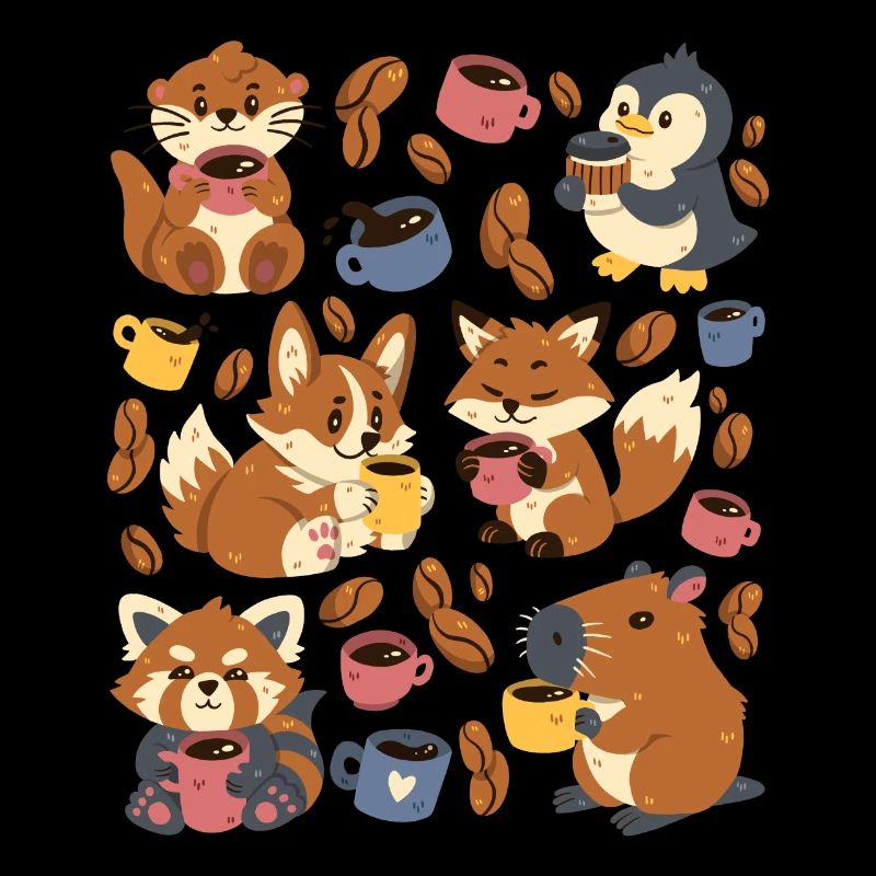Coffee: Capybara, Fox, Corgi, Otter, Penguin