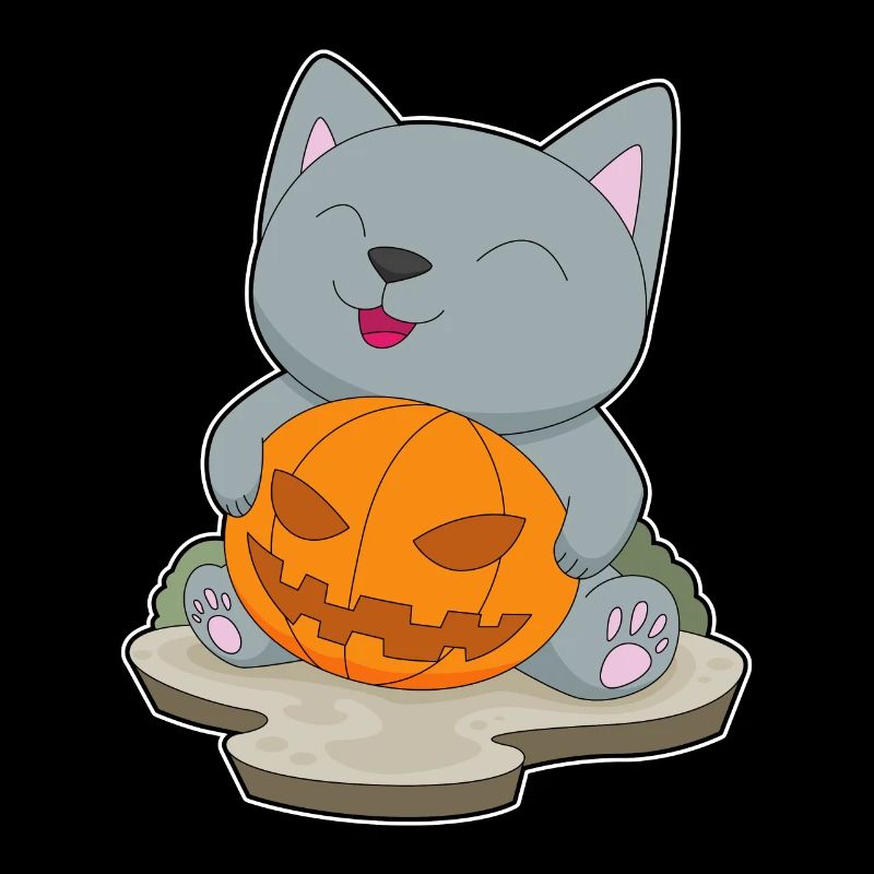Chat Halloween Citrouille
