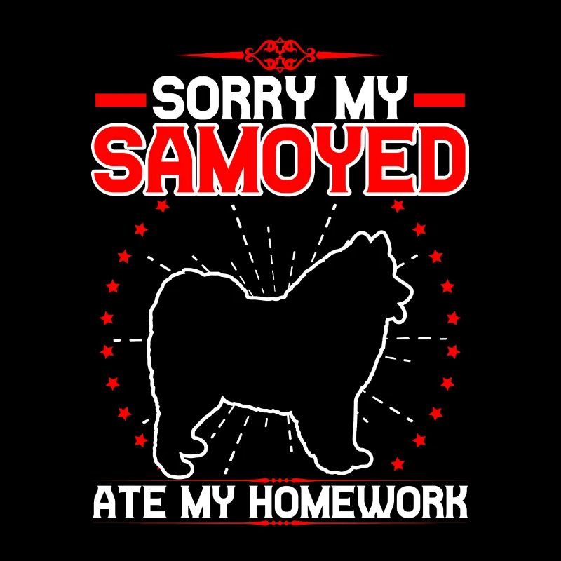 Samoyed eats homework sled dog