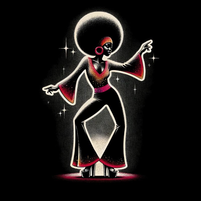 Fille avec afro dansant sur de la musique disco