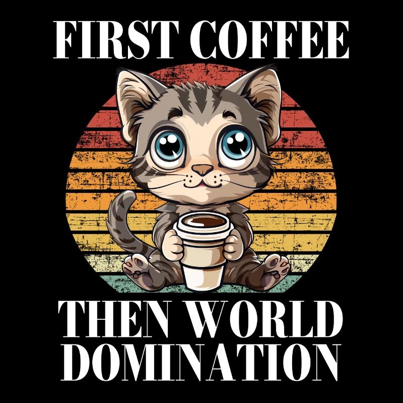 D’abord le café, puis la domination du monde chat Kitty