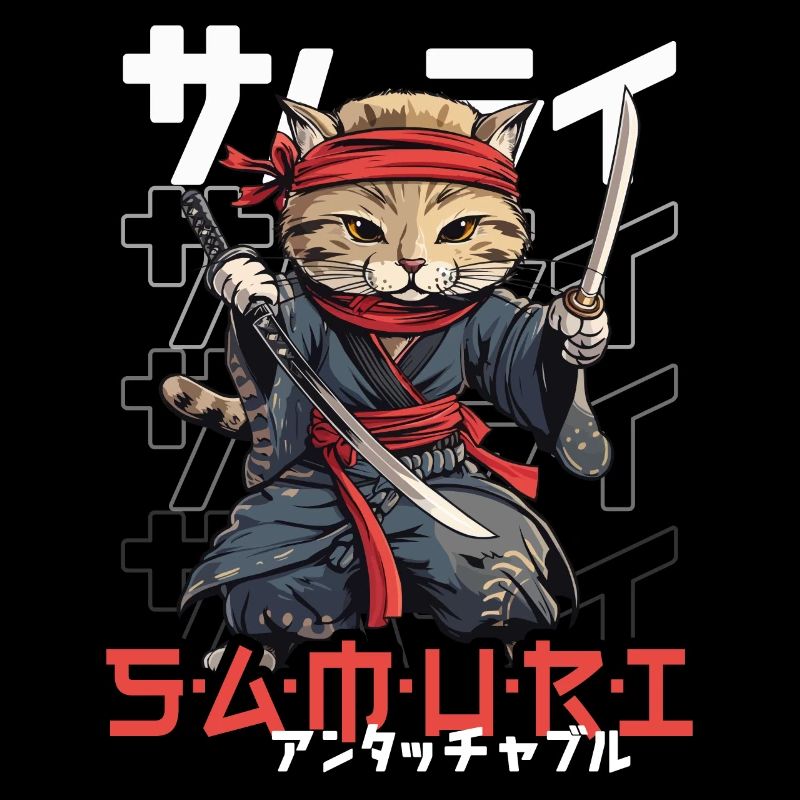 Samurai Cat Kawaii Japanische Ninja Katze
