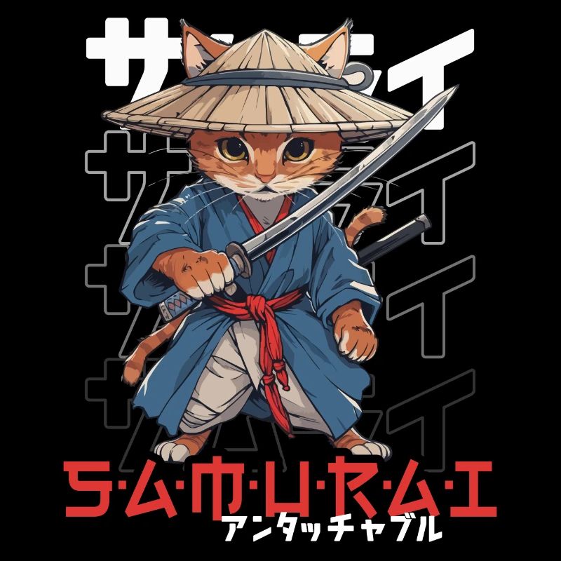 Samurai Cat Kawaii Japanische Ninja Katze