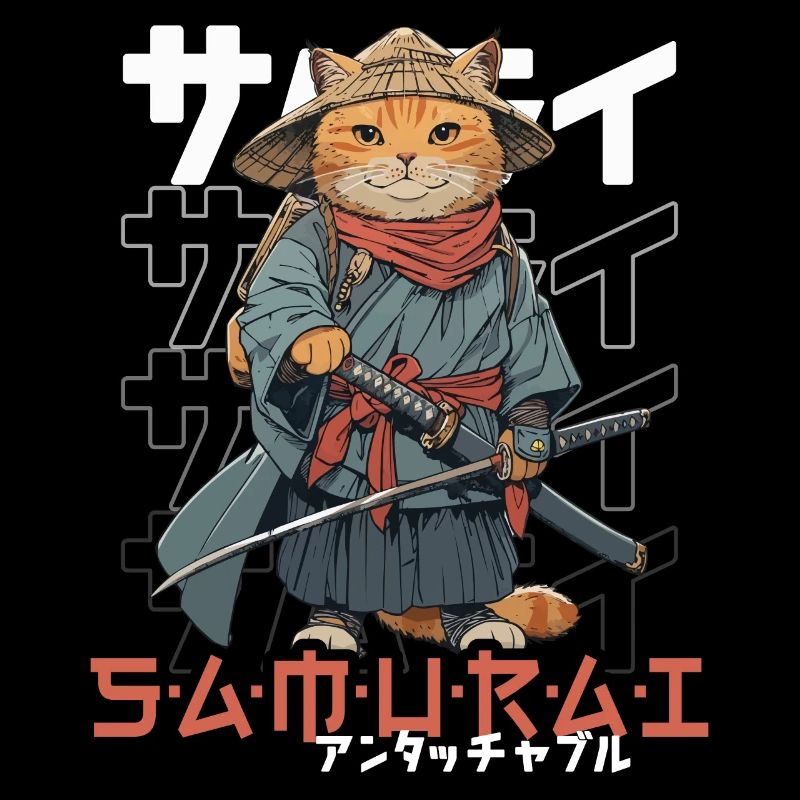 Samurai Cat Kawaii Japanische Ninja Katze