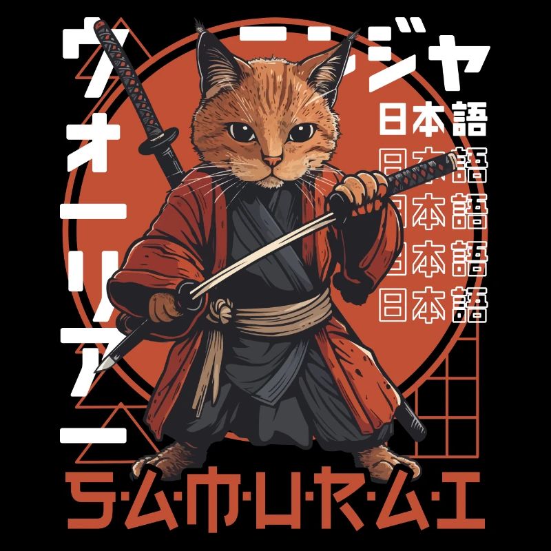 Chat Samouraï Chat Ninja Japonais Kawaii