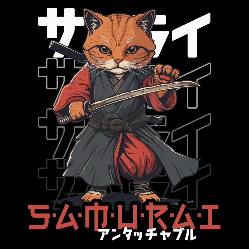 Samurai Cat Kawaii Japanische Ninja Katze