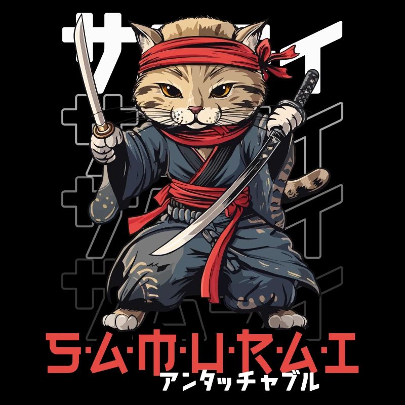 Samurai Cat Kawaii Japanische Ninja Katze