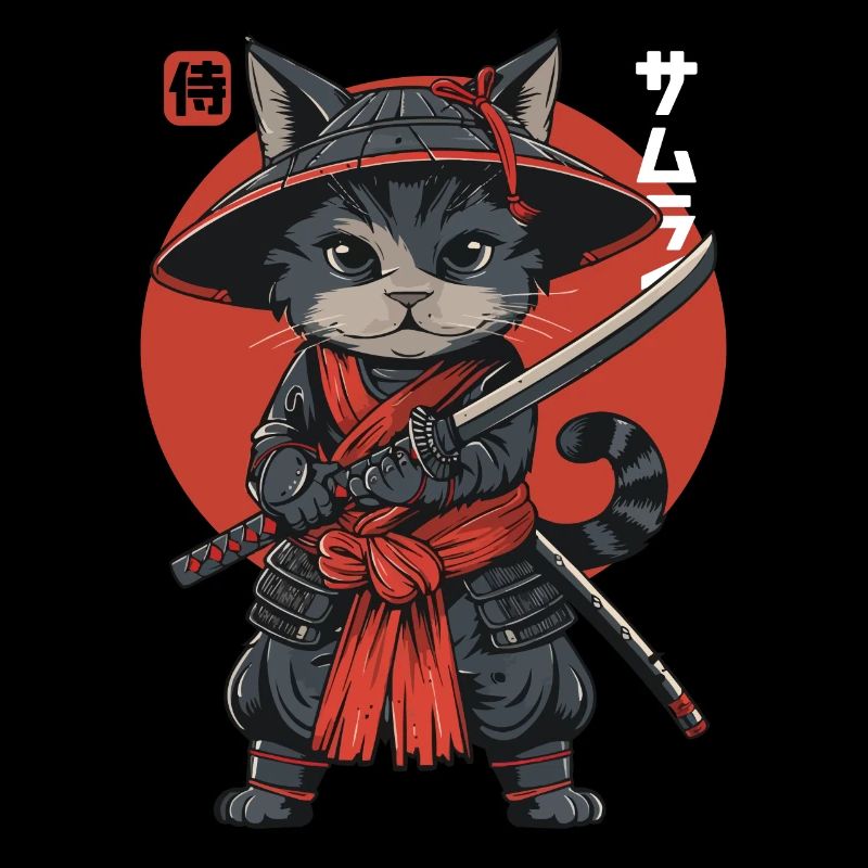 Samurai Cat Kawaii Japanische Ninja Katze
