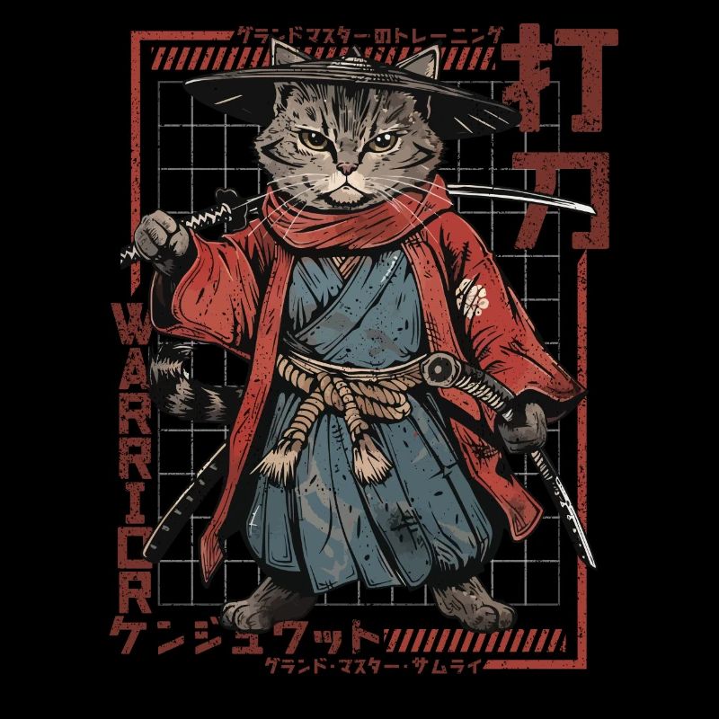 Samurai Cat Kawaii Japanische Ninja Katze