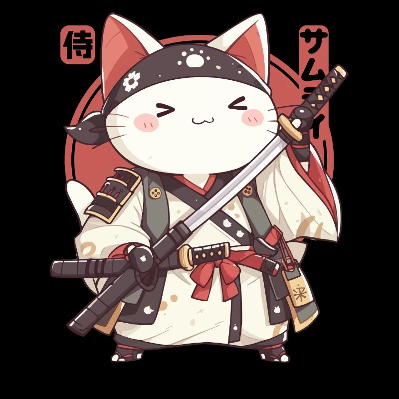 Samurai Cat Kawaii Japanische Ninja Cat
