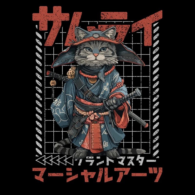Samurai Cat Kawaii Japanische Ninja Katze