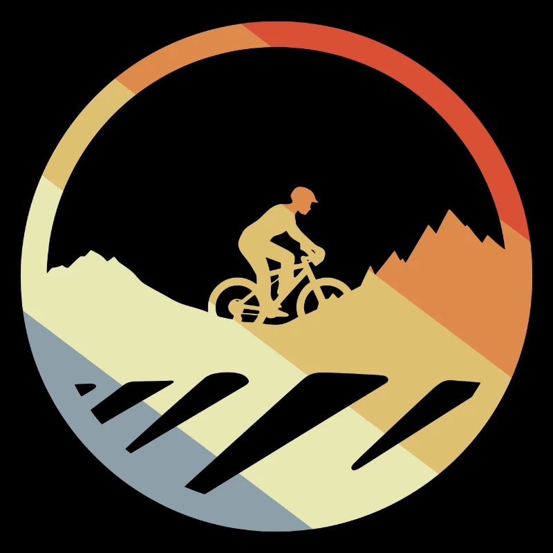 Mountain Biking Drawing Vintage