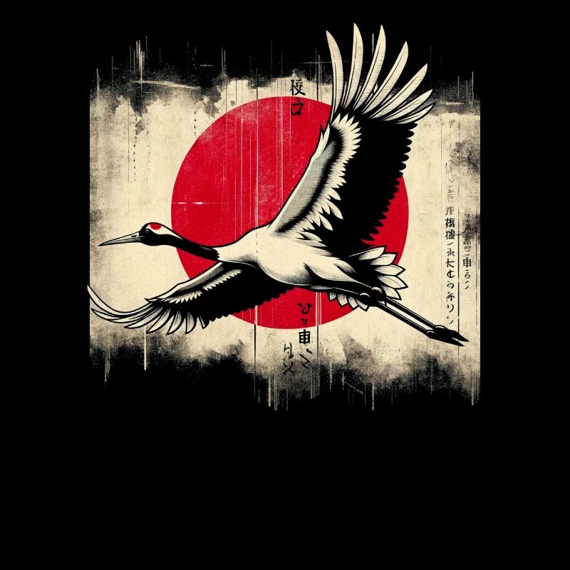 Drapeau de la grue japonaise