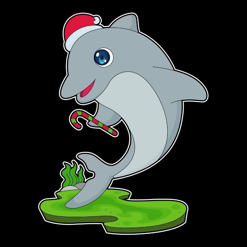 Dolphin Christmas Candy Cane
