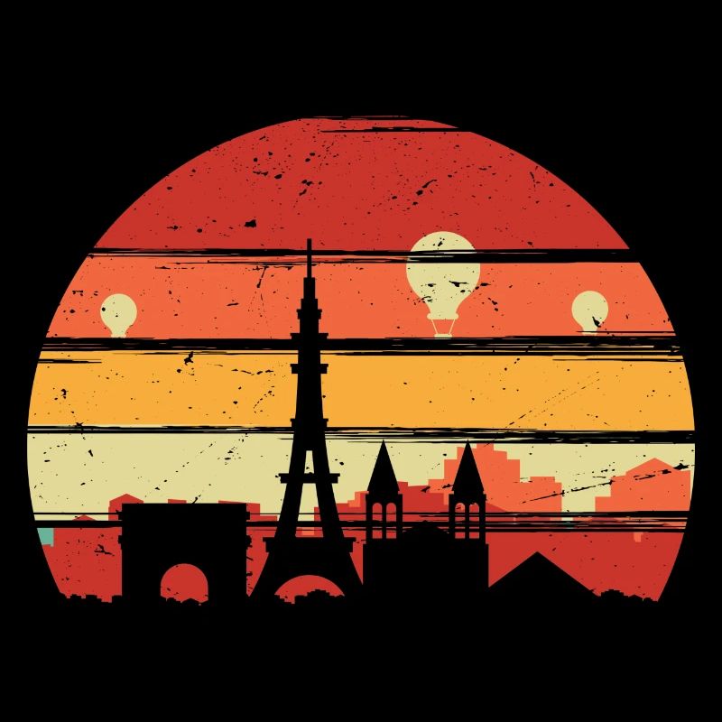 Silhouette de la ligne d’horizon du coucher de soleil à Paris