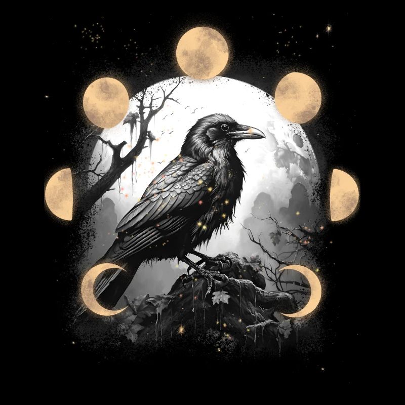Halloween Ravens Crows Moon Phases Raven Crow