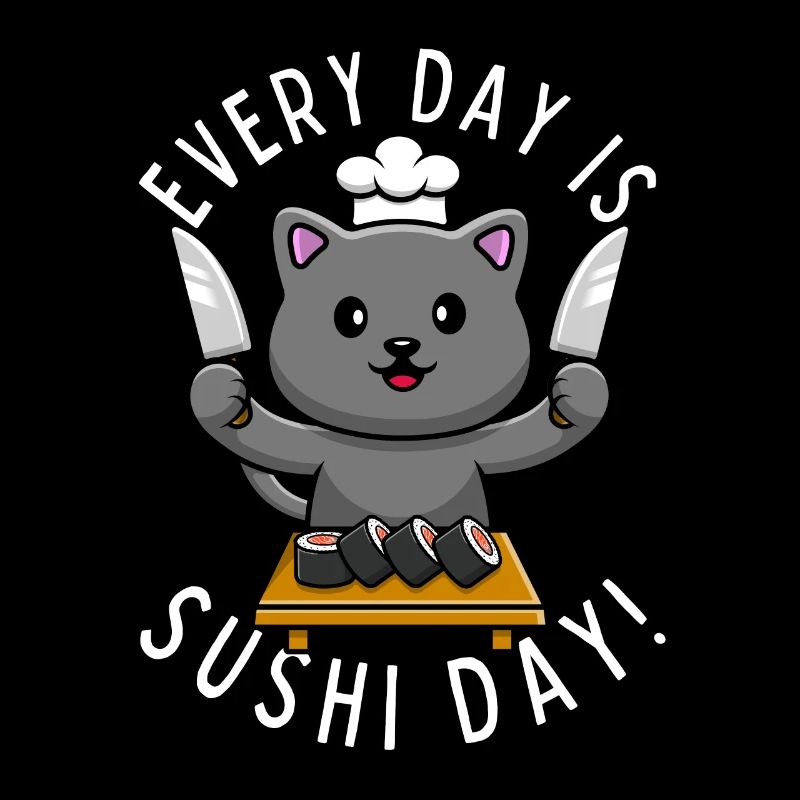 Süße Kawaii Katze Chef Sushi Essen