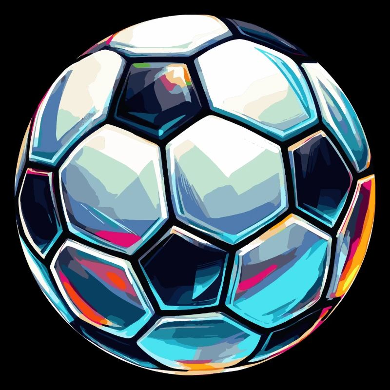 Bunt schimmernder Fußball mit Lichtreflexe