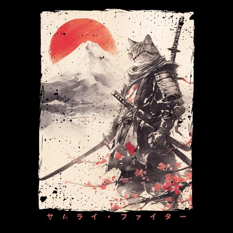 Chat samouraï Kawaii Chat ninja japonais