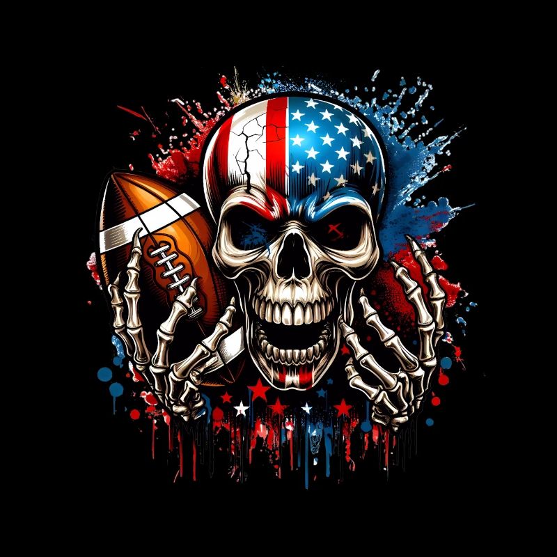 Conception de football crâne avec drapeau américain