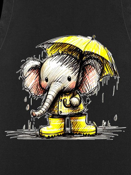 Elephant in the rain