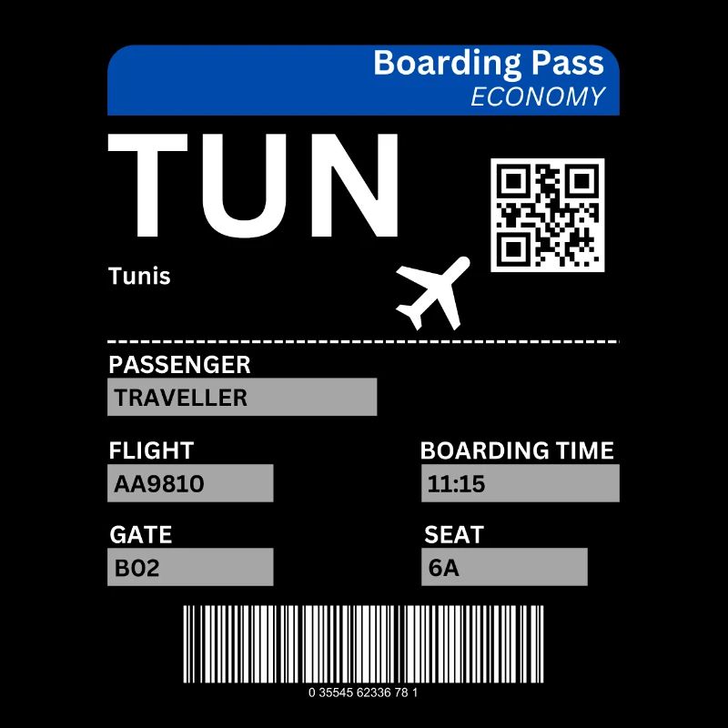 Tunis Boarding Pass Urlaub Tunesien Idee