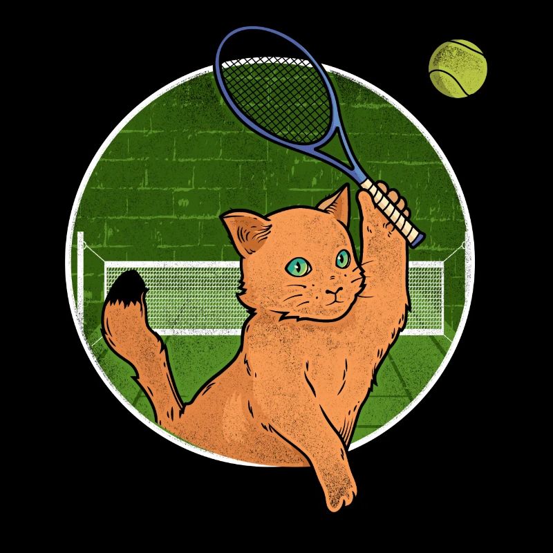Funny Tennis Player Racket Cat