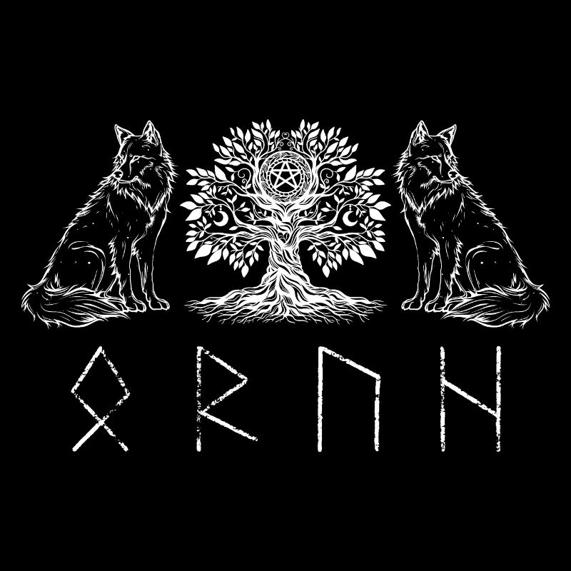 Illustration de la forêt de loups et de runes d’arbre