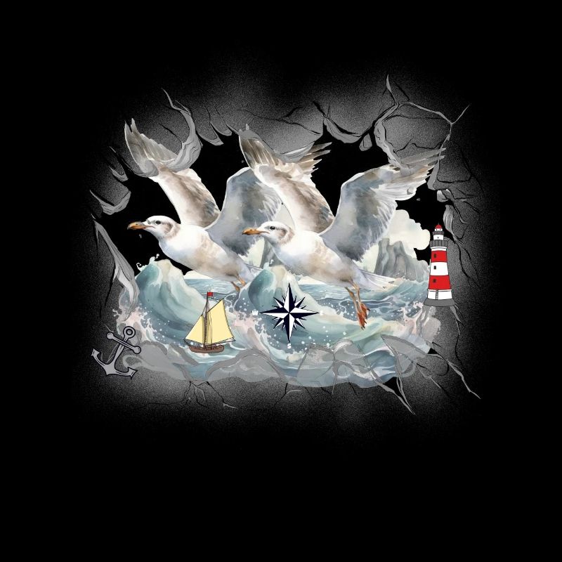 maritime, seafaring, seagulls, seagulls, lighthouses, sailing ships