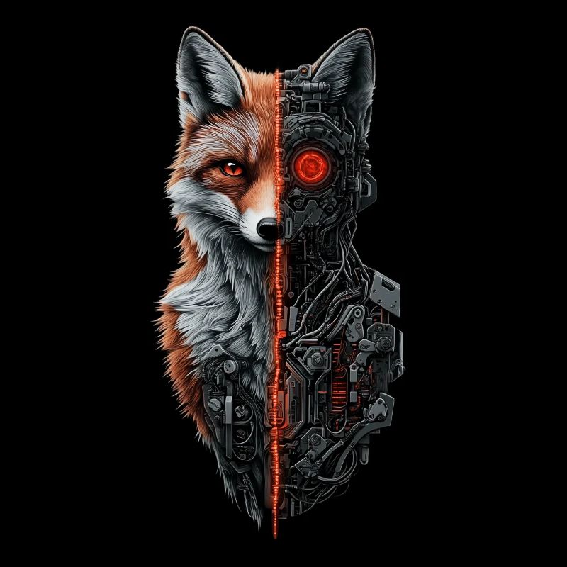 Lustiger Roboter Fuchs Cyborg Tier Fox Süßer Fuchs
