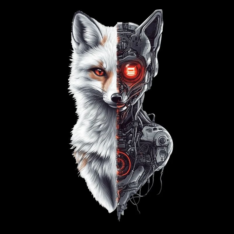 Lustiger Roboter Fuchs Cyborg Tier Fox Süßer Fuchs