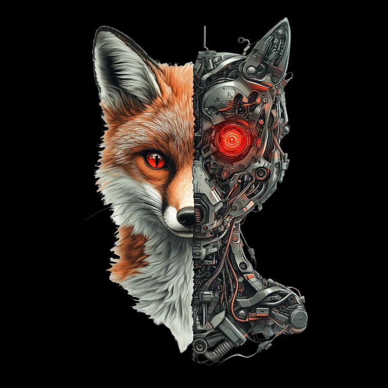 Lustiger Roboter Fuchs Cyborg Tier Fox Süßer Fuchs