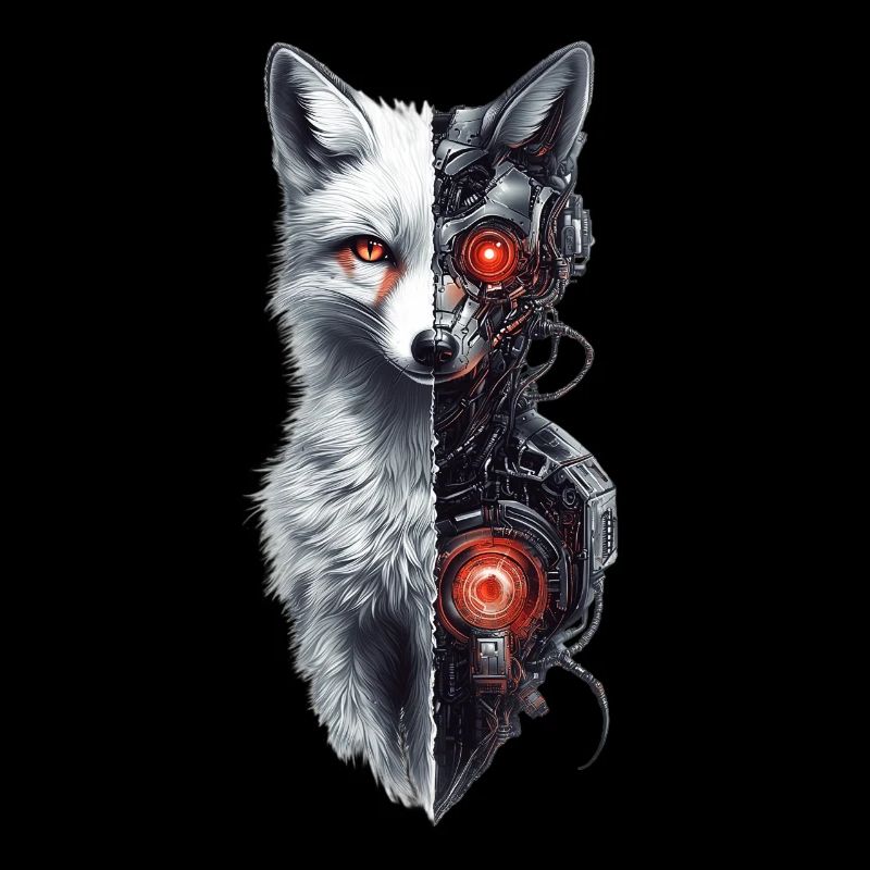 Lustiger Roboter Fuchs Cyborg Tier Fox Süßer Fuchs