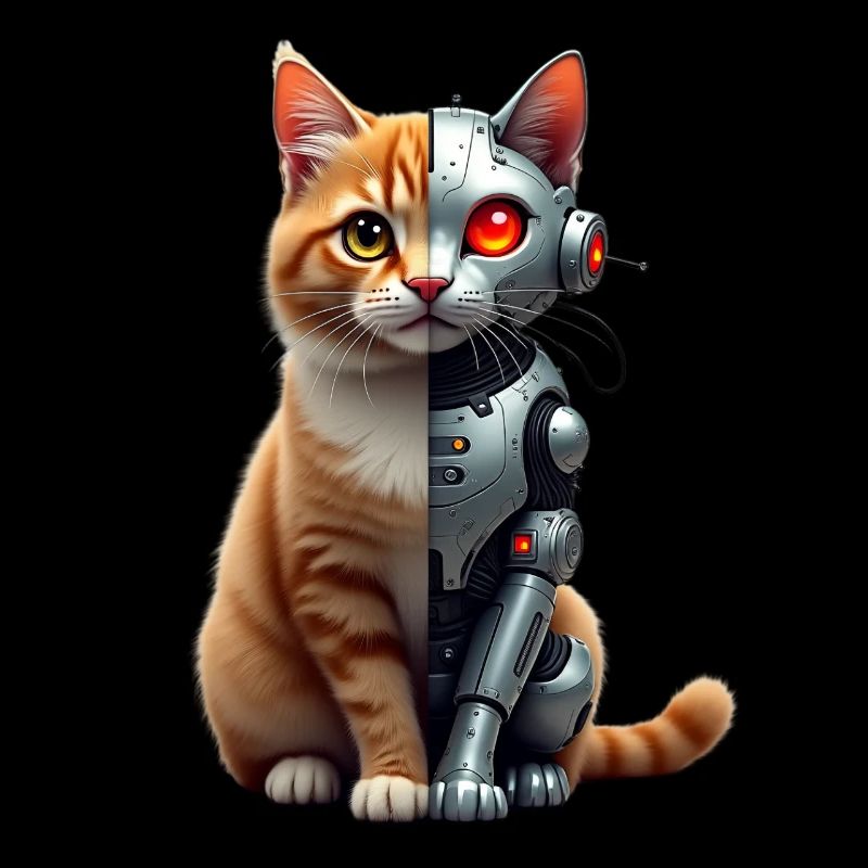 Drôle Robot Chat Tech Chats Cyborg Animal Chat