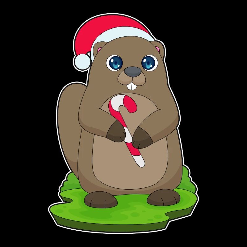 Beaver Christmas Candy Cane
