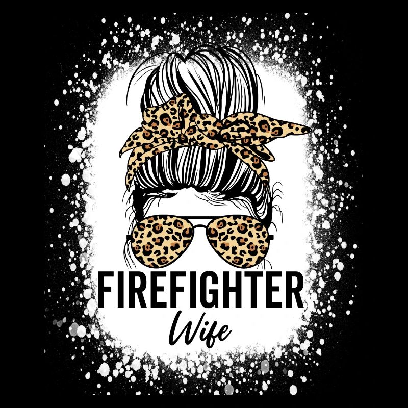 Feuerwehrmann Ehefrau Messy Bun Red Line Leopard