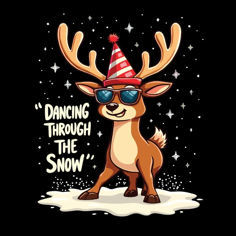 Danser dans la neige Renne Noël