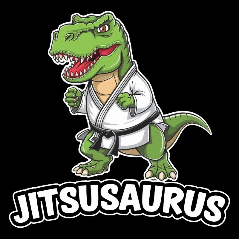 Jitsusaurus Dinosaurier in Jiu-Jitsu-Ausrüstung