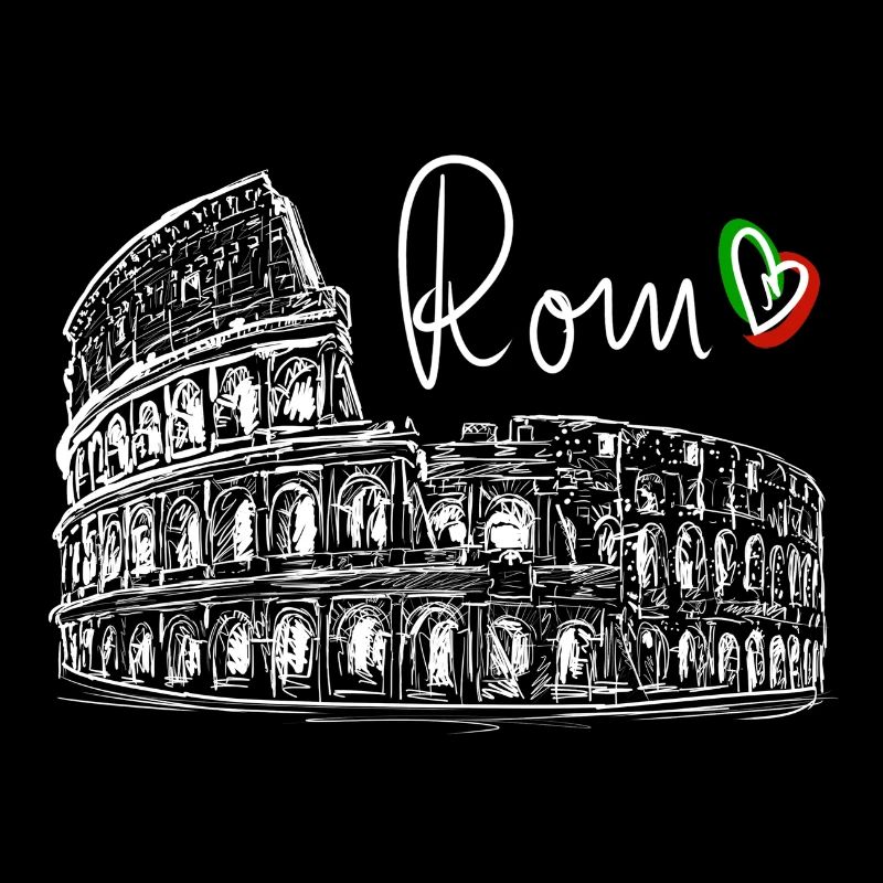 Colisée Rome dessiné à la main blanc sur noir