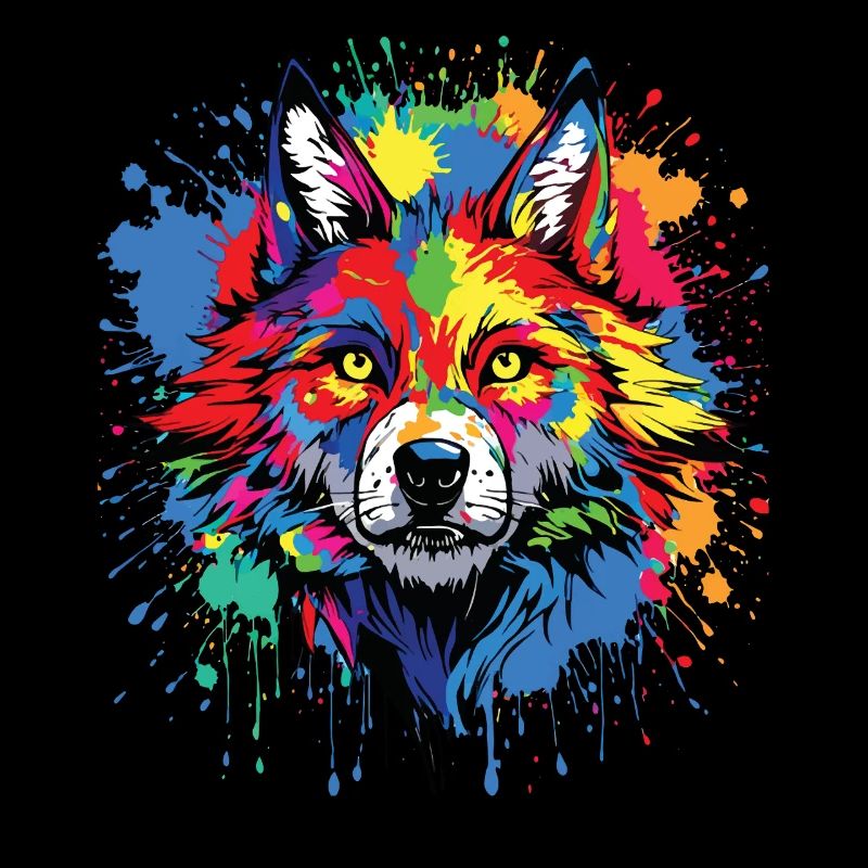 Wolf Liebhaber Wildtier Kunst Wolf Bunt Tier
