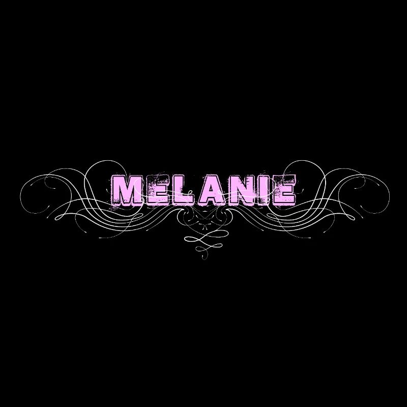 MELANIE lettering with decorative lines