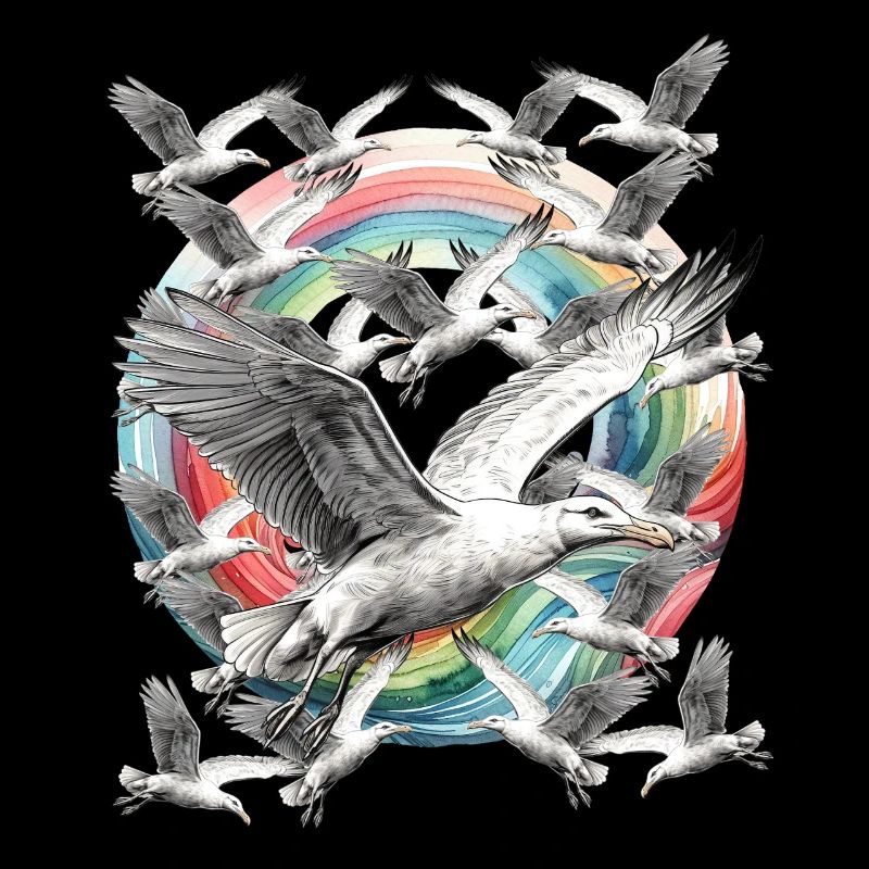 maritime rainbow seagull seagulls sea coast ahoy