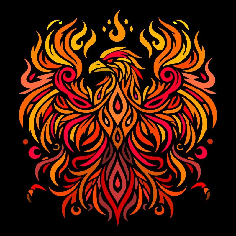 tribal eagle fire yellow red