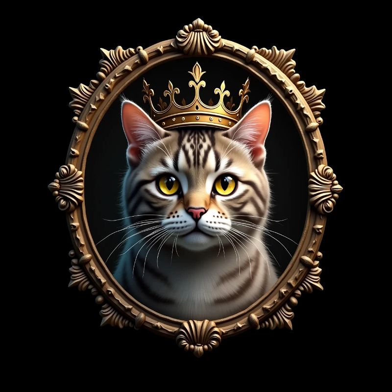 Medieval Cat in Picture Frame Art Crown