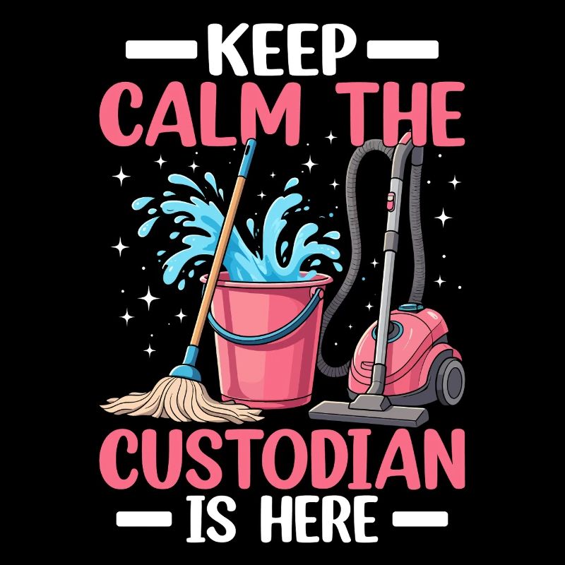 Keep Calm The Custodian Is Here Funny Custodial
