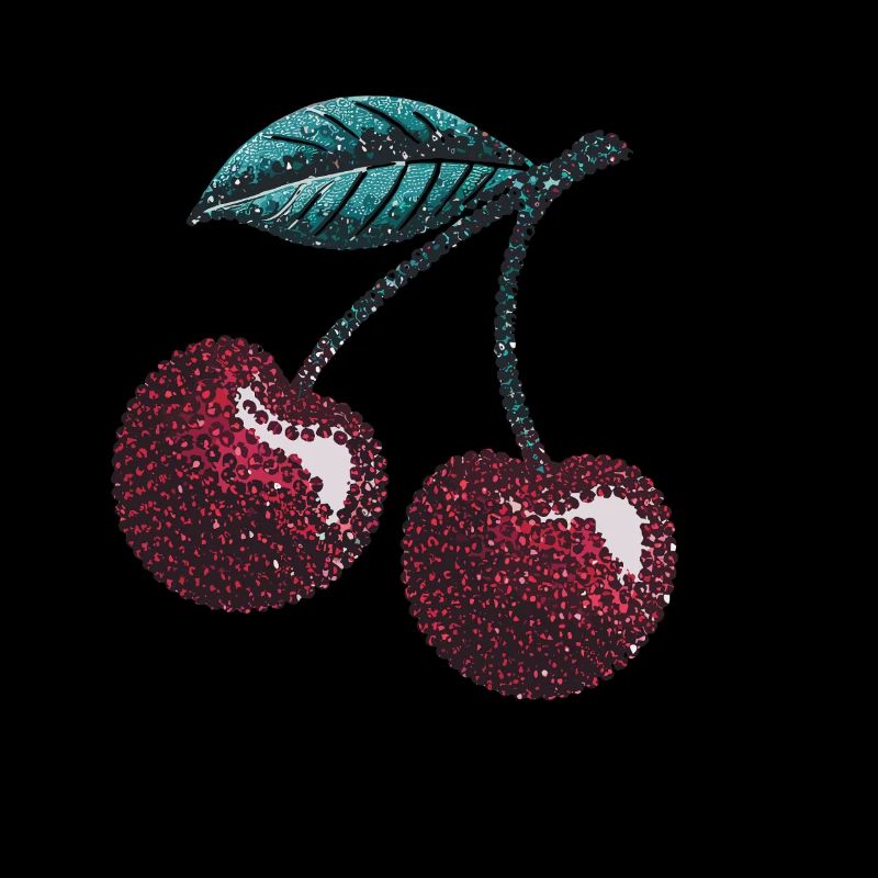 Sweet Cherry with Glittering Leaves Design