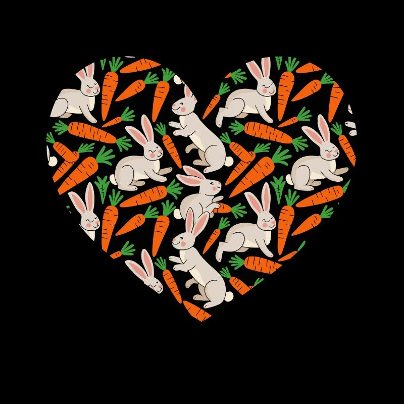 Heart with bunny and carrot pattern for Easter