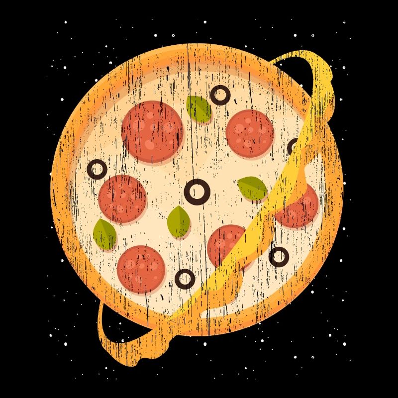 Funny space planet lovers, pizza chef