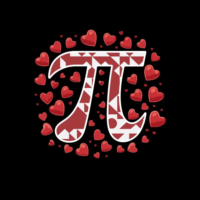 Pi symbol surrounded by hearts for