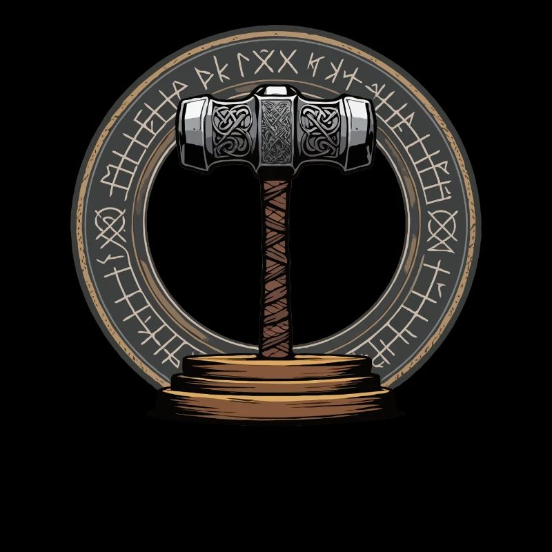 Viking Hammer Warrior Valhalla Runic Circle Thor